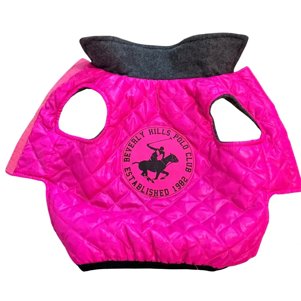 Beverly Hills Polo Club Dog Vest Small Pink Quilted Fleece Puffer Jacket Preppy